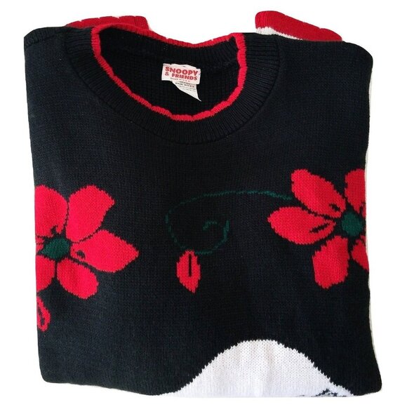 VTG Vintage Peanuts Snoopy and Friends with Woodstock Floral Sweater Xlarge XL - Picture 2 of 5